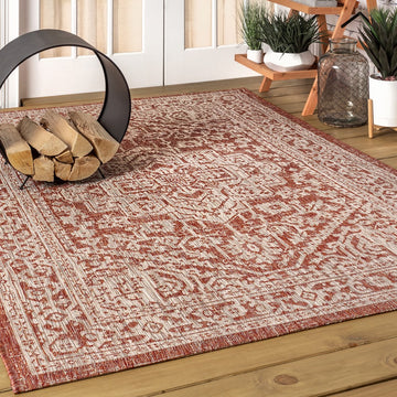 Sinjuri Medallion Textured Weave Indoor/outdoor Area Rug